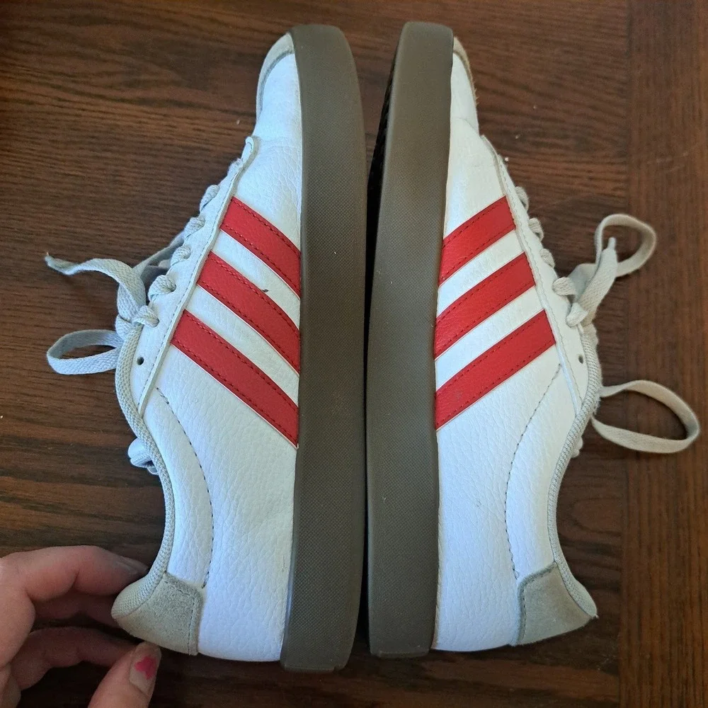 Adidas VL Court 3.0 Low Sneakers White Red Gum Sole JI2908 Womens 6.5